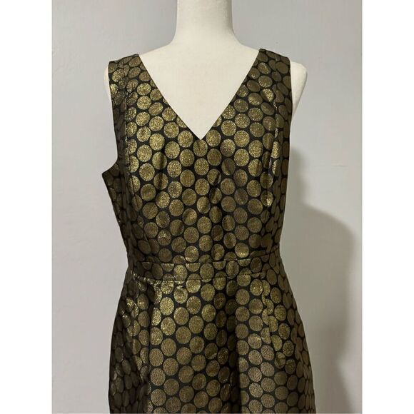 J. Crew MET black metallic Gold polka dots with pockets v neck 12 - Picture 1 of 8